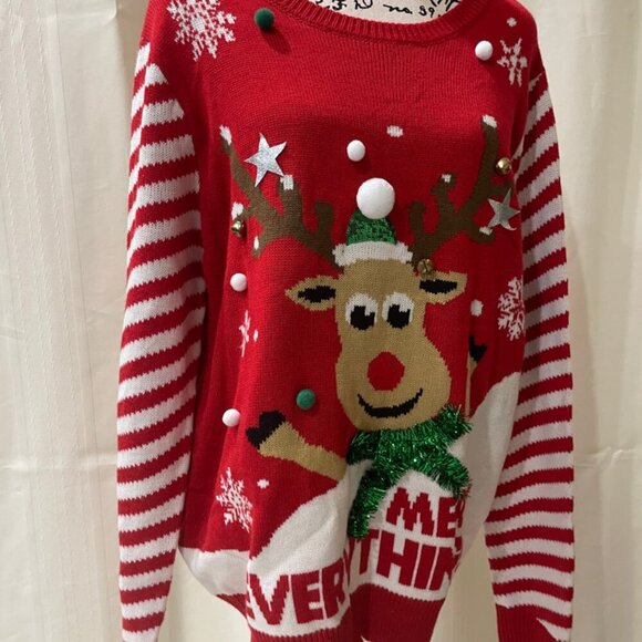 CHRISTMAS  UGLY SWEATER RUDOLF THE RED NOSE REEINDER - Picture 7 of 10